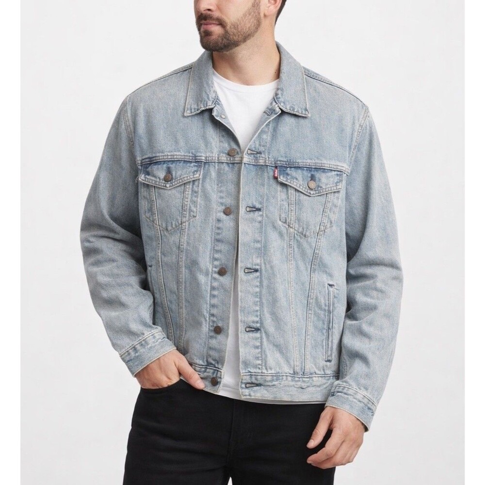 Levi’s Men’s Trucker Denim Standard Jacket Light Wash Button Front XXL NWT